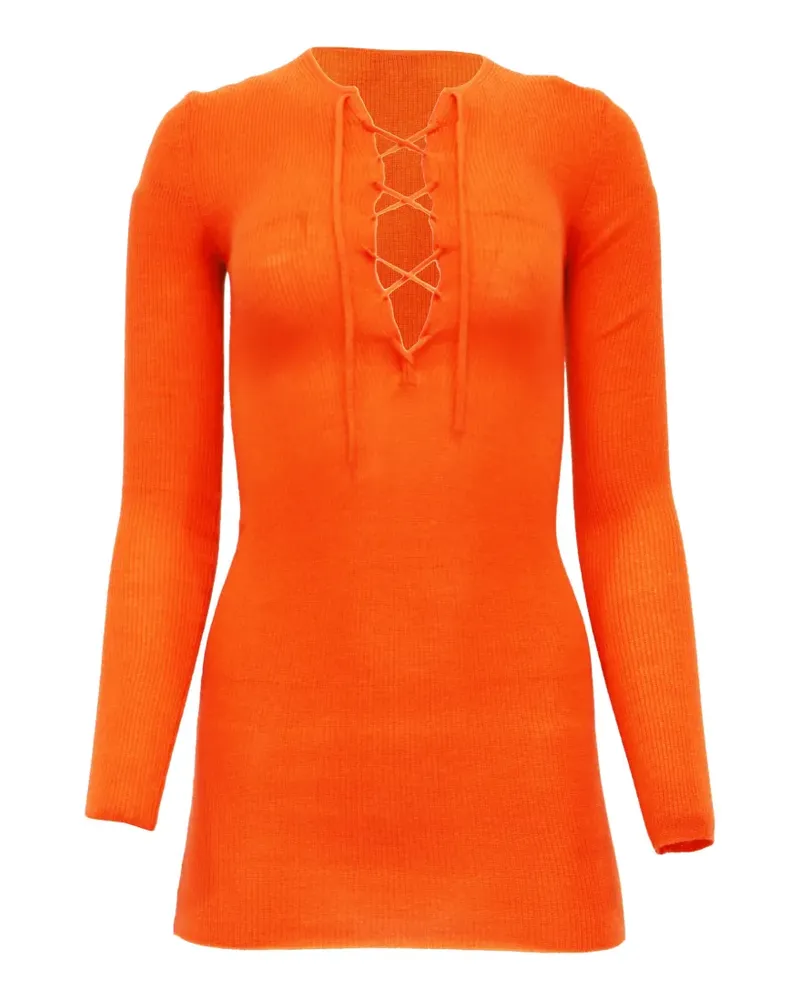 Ganni Langarmshirt mit Schnürung - Orange Orange