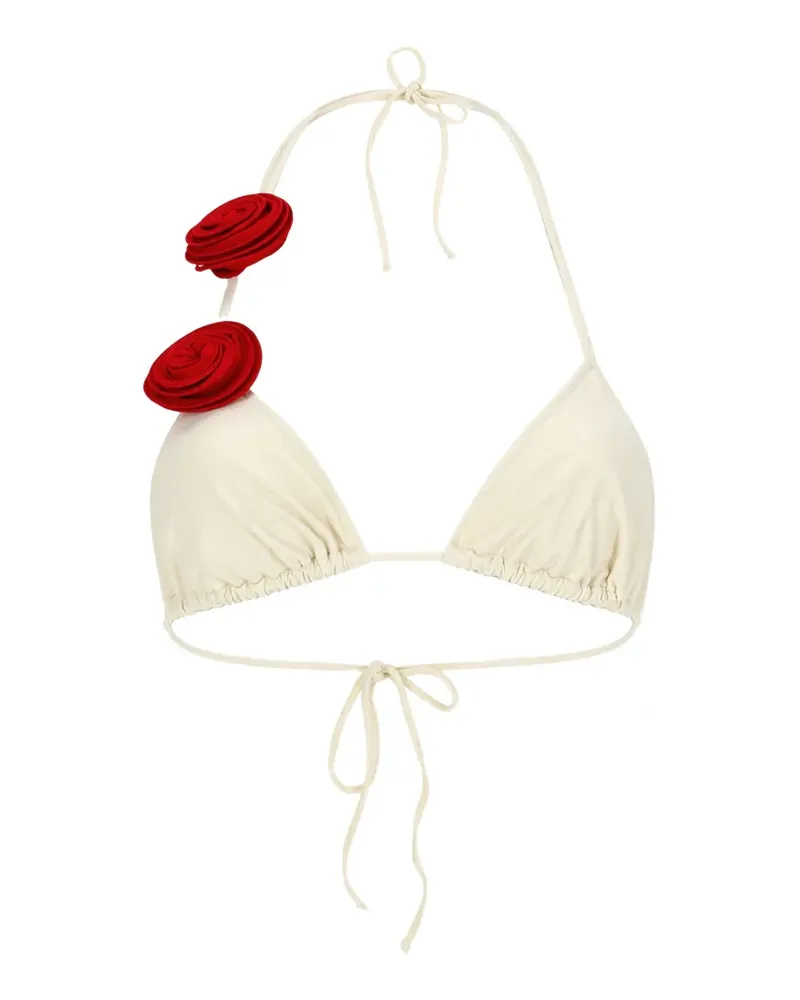 La Reveche Ashar floral-appliqué bikini top - Weiß Weiß