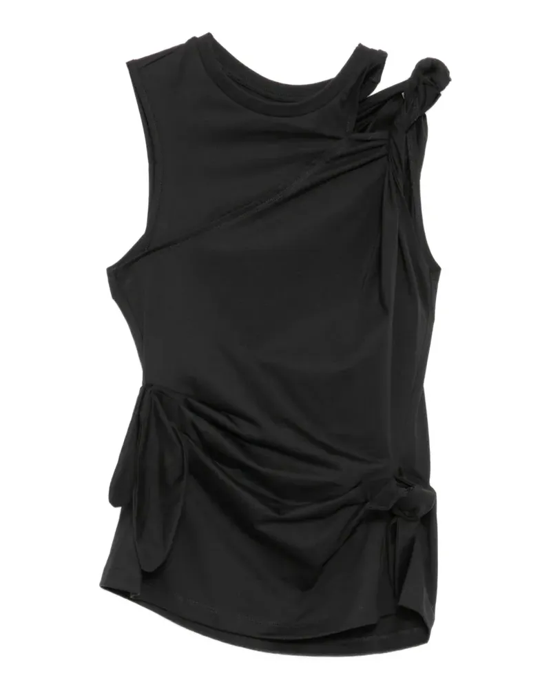 Feng Chen Wang T-Shirt mit Knotendetail - Schwarz Schwarz