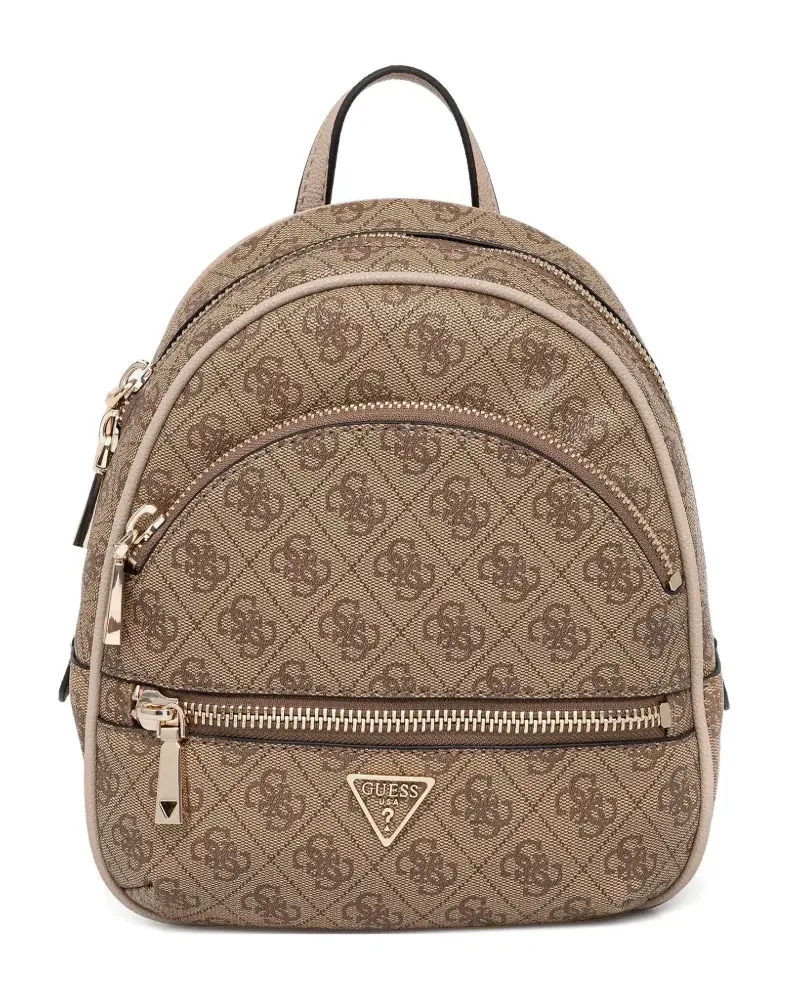 Guess monogram-pattern zip-pockets backpack - Braun Braun