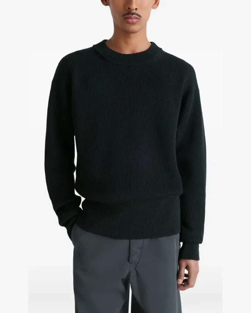 Christophe Lemaire Geripptes Sweatshirt mit rundem Ausschnitt - Schwarz Schwarz