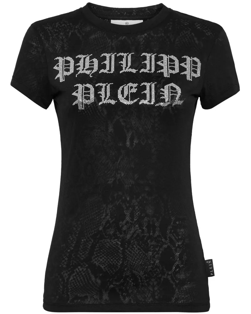 Philipp Plein T-Shirt mit Kristallen - Schwarz Schwarz