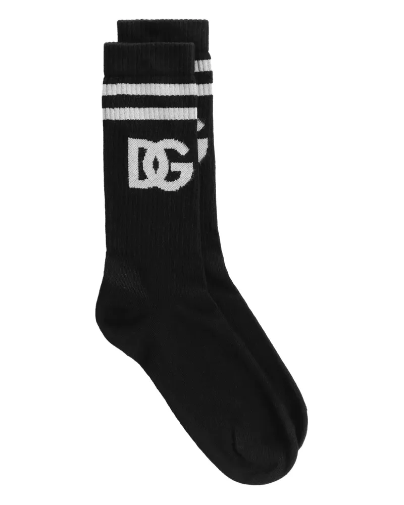 Dolce & Gabbana Socken mit Intarsien-Logo - Schwarz Schwarz