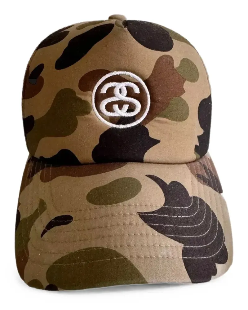 Stüssy x BAPE Baseballkappe mit Camouflage-Print - Braun Braun