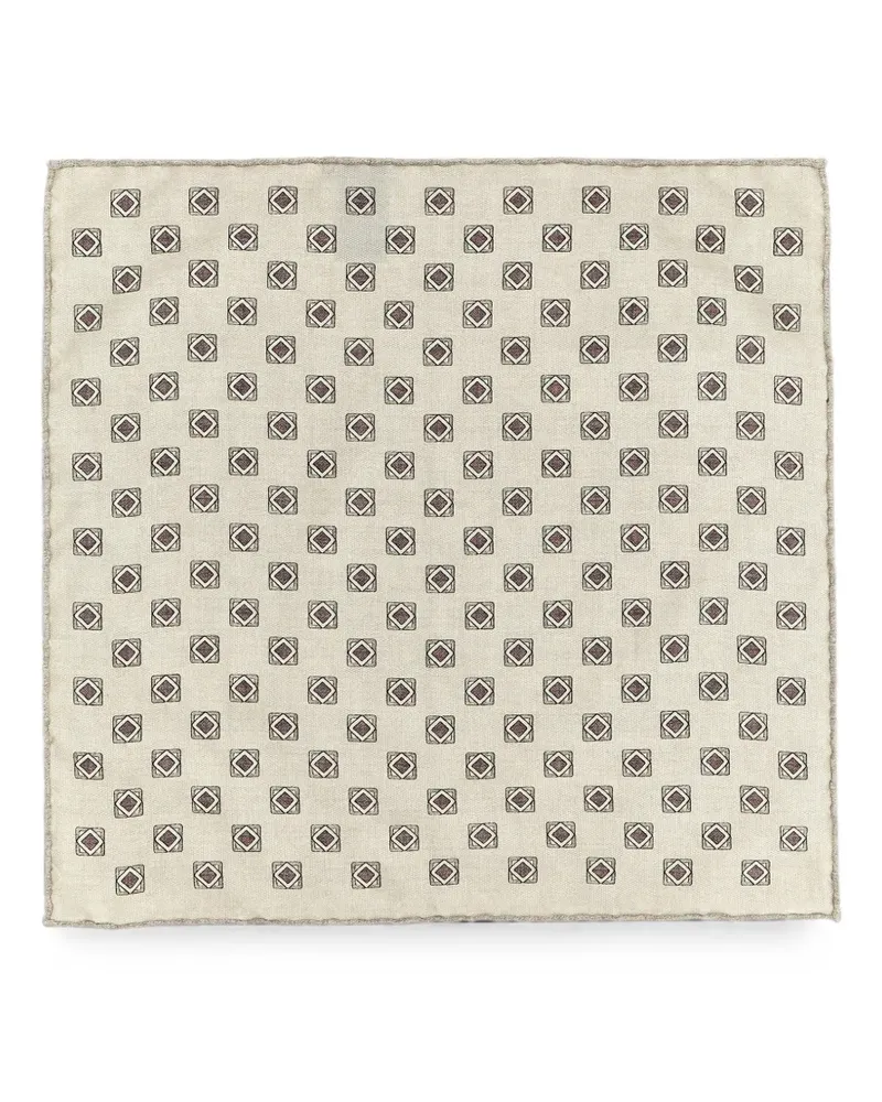Brunello Cucinelli geometric-print silk pocket square - Nude Nude