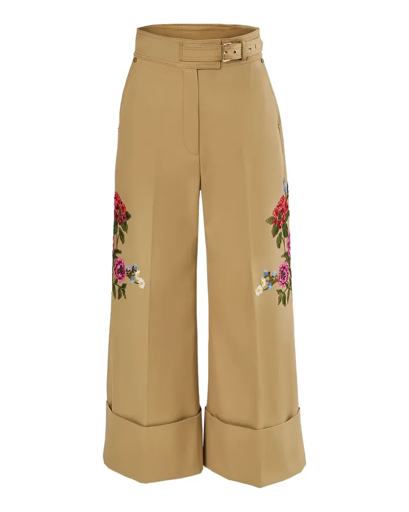 Carolina Herrera New York Hose mit Blumen-Stickerei - Nude Nude