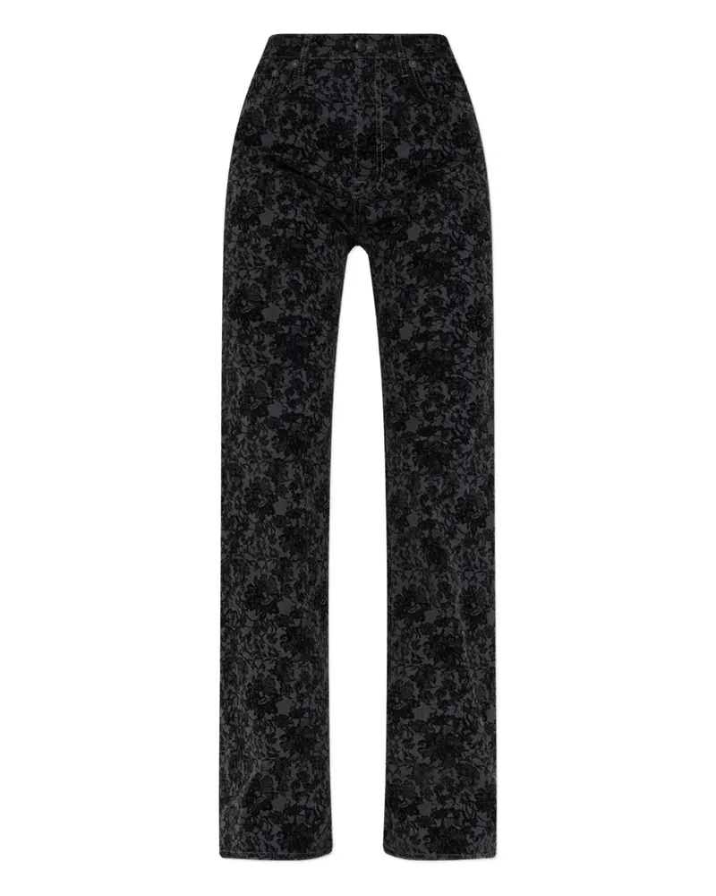 R13 Jeans mit Blumenmuster - Schwarz Schwarz