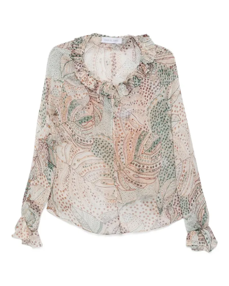 Raquel Diniz Kate print-detail ruffled blouse - Nude Nude