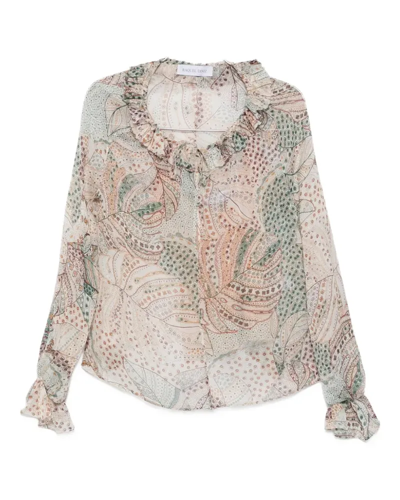 Raquel Diniz Kate print-detail ruffled blouse - Nude Nude