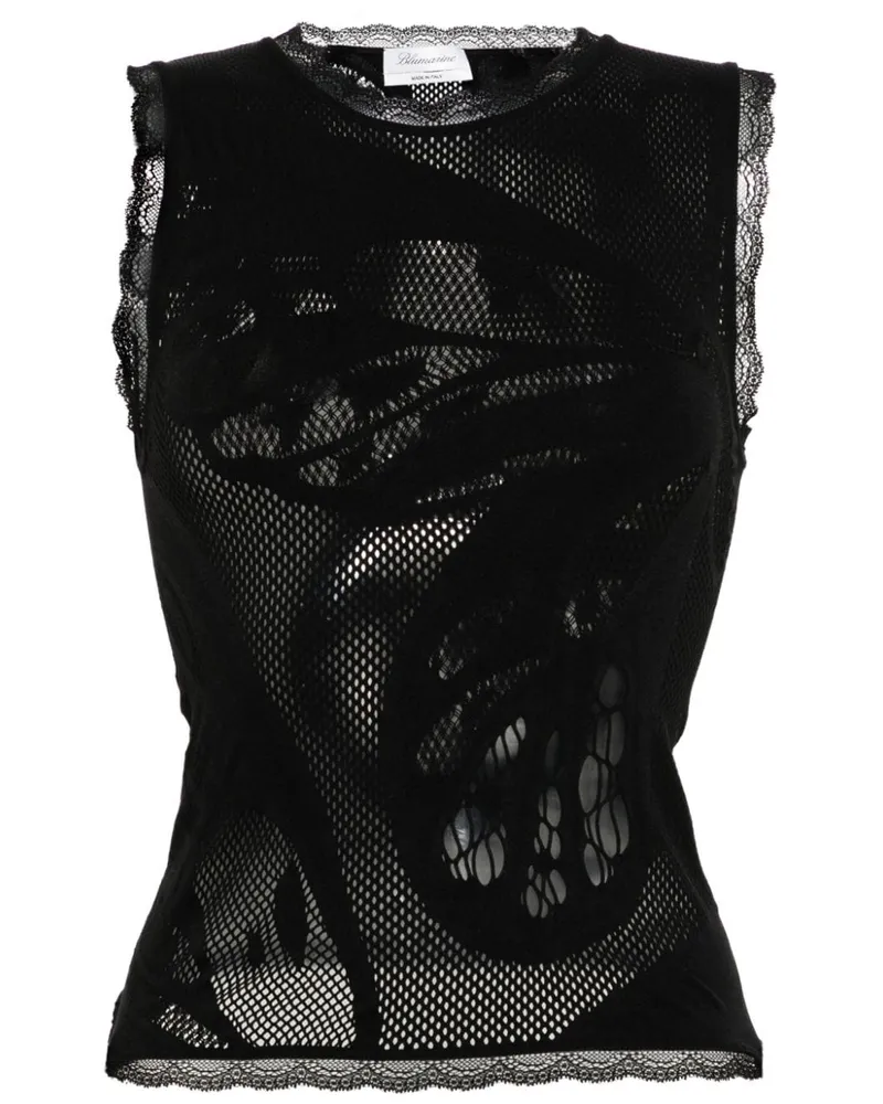 Blumarine Top mit Spitzenborte - Schwarz Schwarz