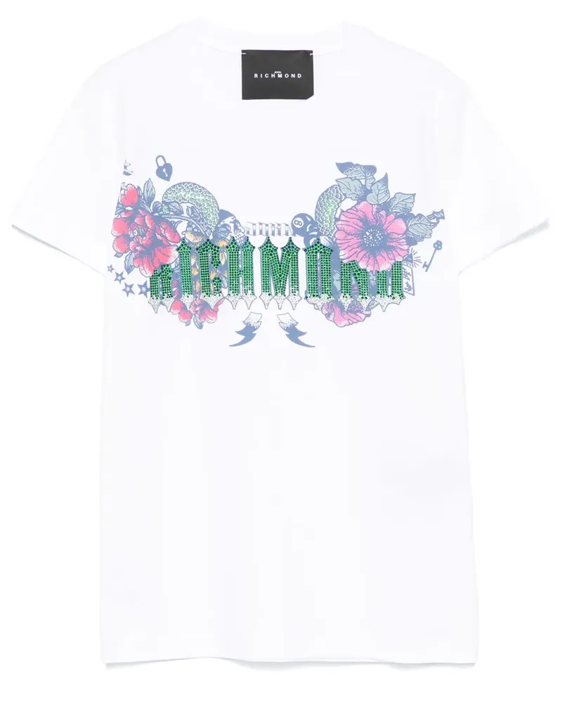 John Richmond T-Shirt mit Blumen-Print - Weiß Weiß
