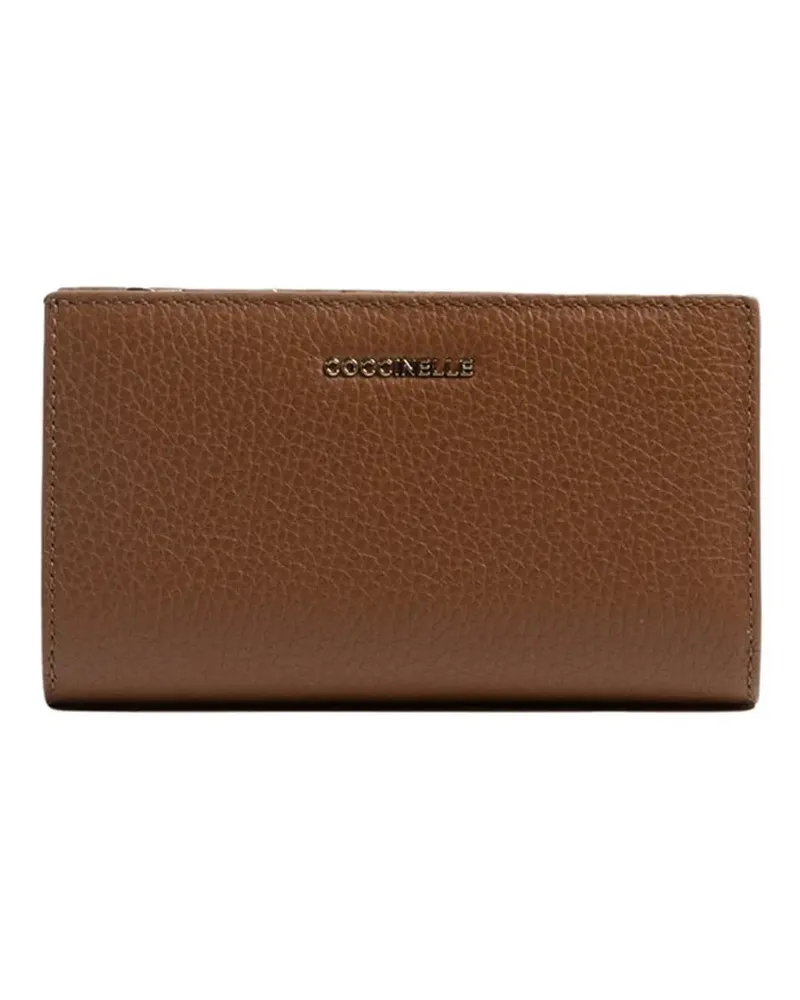 Coccinelle logo-lettering pebbled-leather wallet - Braun Braun