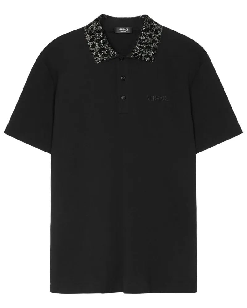 Versace Poloshirt mit Kristallen - Schwarz Schwarz