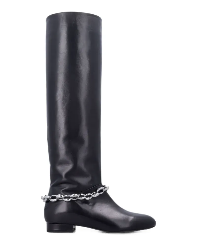 by FAR Felix chain-embellished leather knee-high boots - Schwarz Schwarz