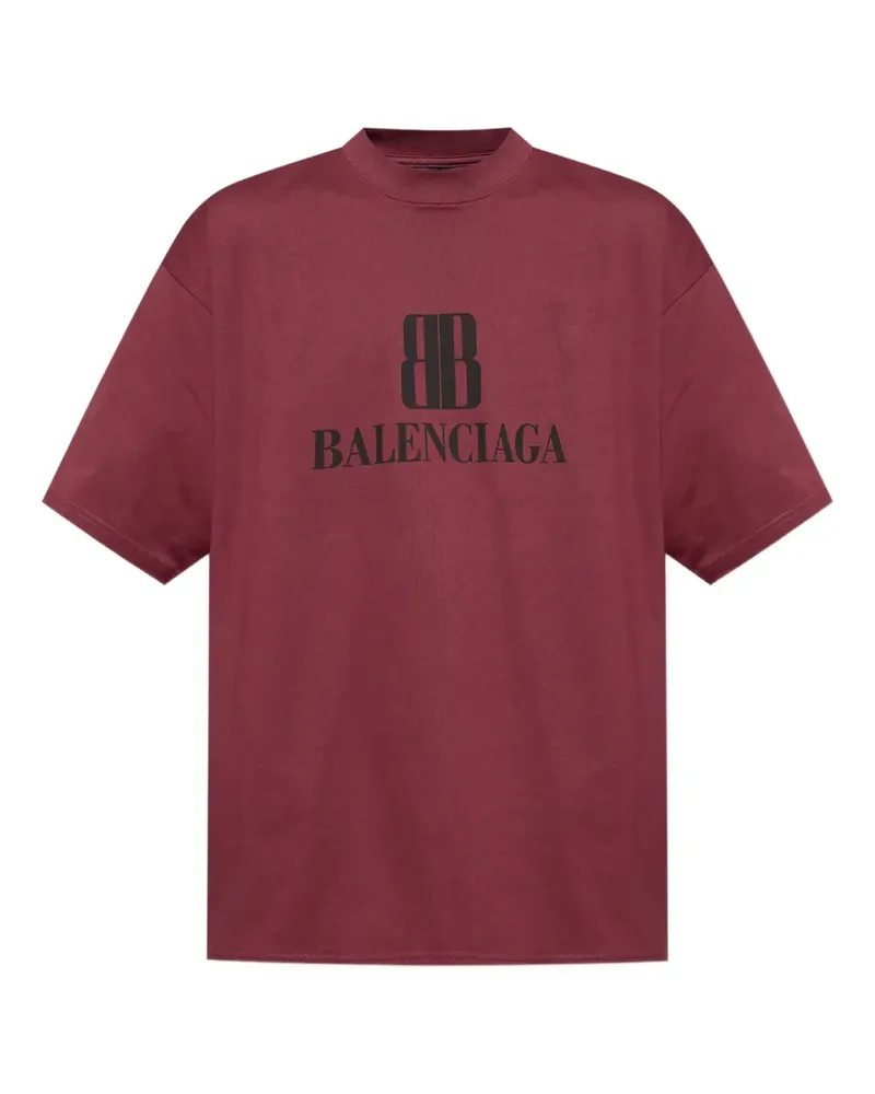 Balenciaga T-Shirt mit Logo-Print - Rot Rot