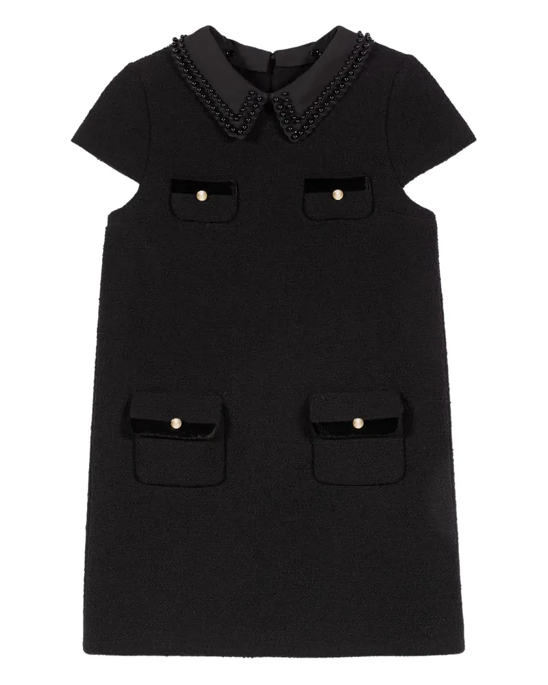 Maje Vier-Taschen-Minikleid mit Perlenkragen - Schwarz Schwarz