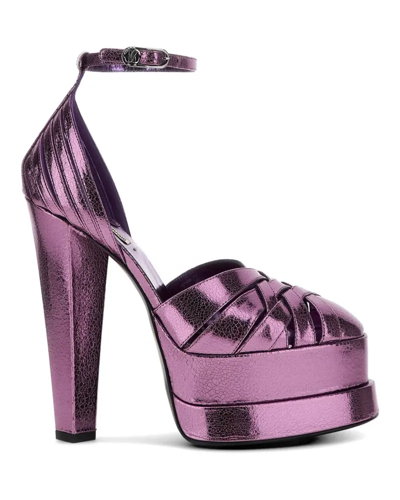 Roberto Cavalli metallic-effect platform sandals - Violett Violett