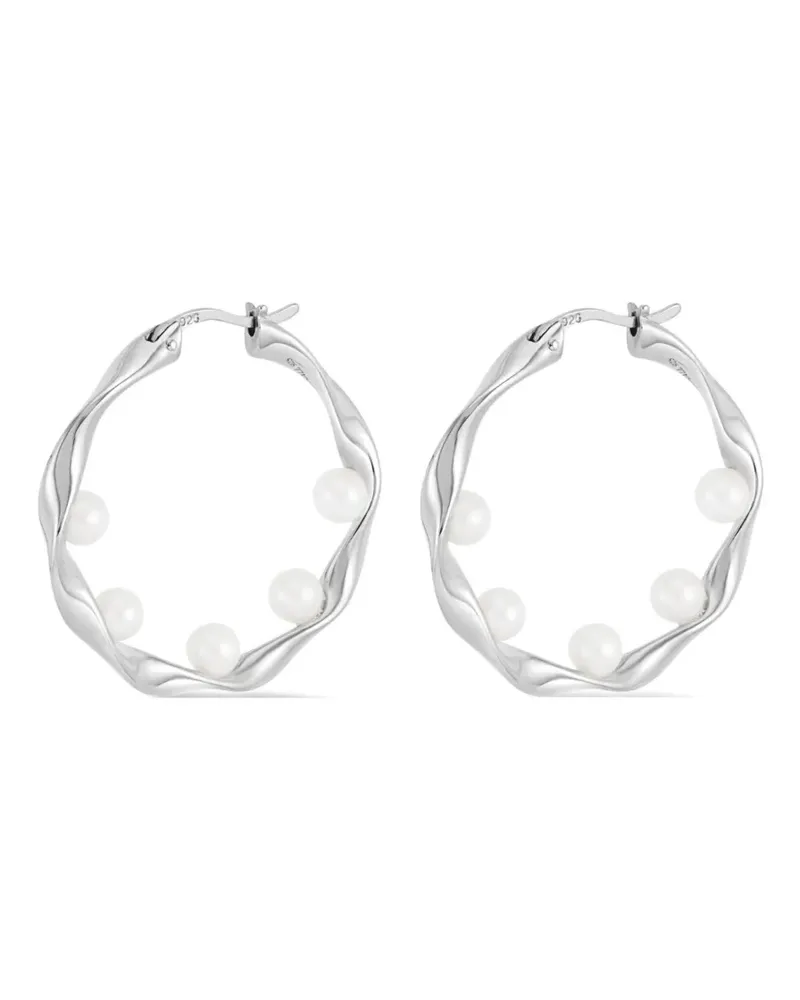 Dower & Hall Waterfall Creolen mit Barockperlen - Silber Silber