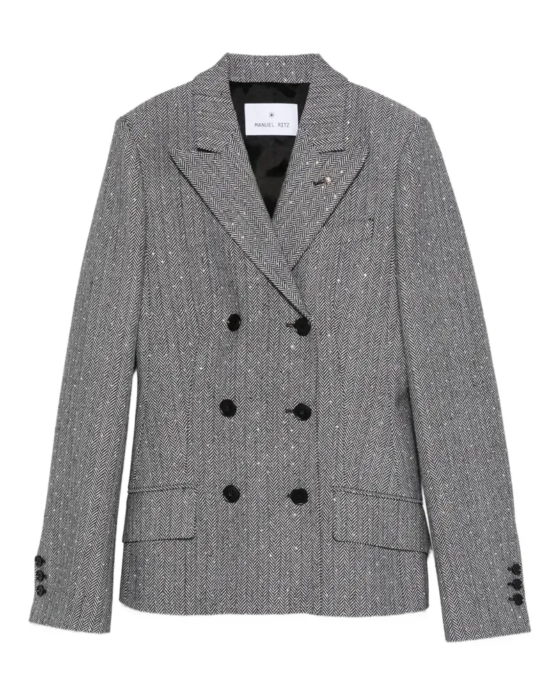 Manuel Ritz Blazer mit Zickzackmuster - Schwarz Schwarz