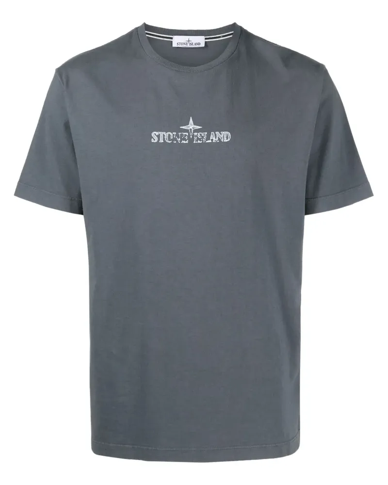 Stone Island T-Shirt mit Logo-Print - Grau Grau