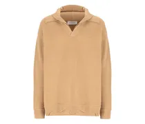 Gerippter Strickpullover - Braun