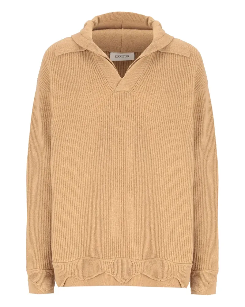 Laneus Gerippter Strickpullover - Braun Braun