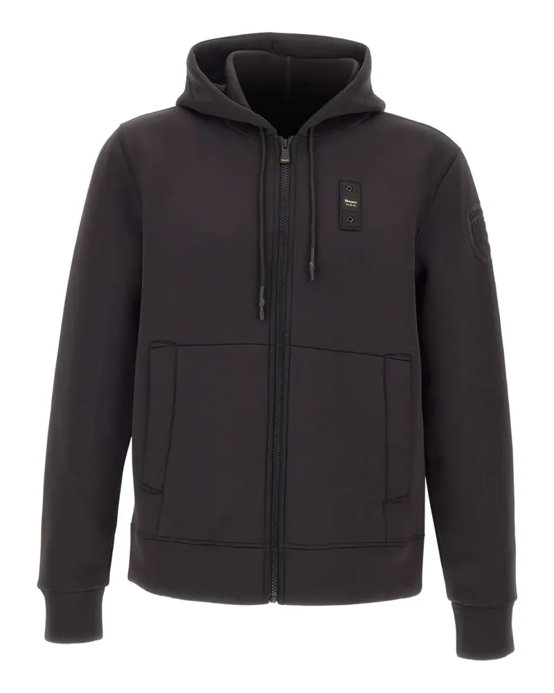 Blauer drawstring zipped hoodie - Schwarz Schwarz