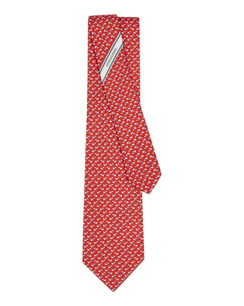 Ferragamo Seidenkrawatte mit Dylan-Print - Rot Rot