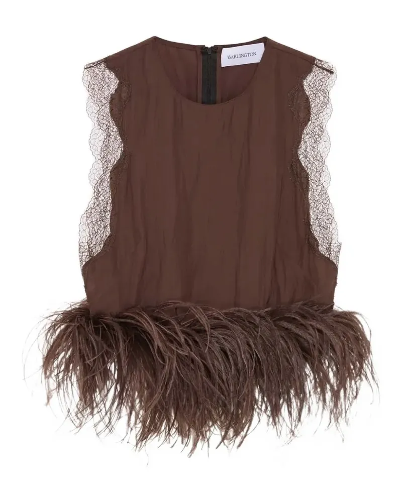 16ARLINGTON Dickens feather-trim lace-detail top - Braun Braun