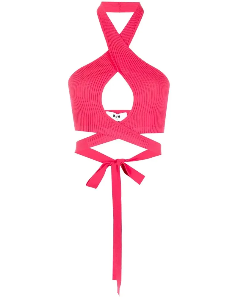 MSGM Geripptes Cropped-Strickoberteil - Rosa Rosa
