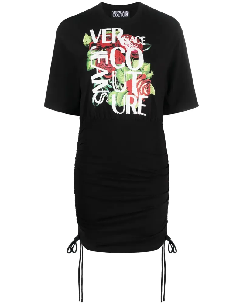 Versace Jeans T-Shirtkleid mit Logo-Print - Schwarz Schwarz