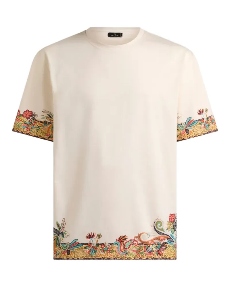 Etro cotton jersey T-shirt with placed Paisley print - Nude Nude