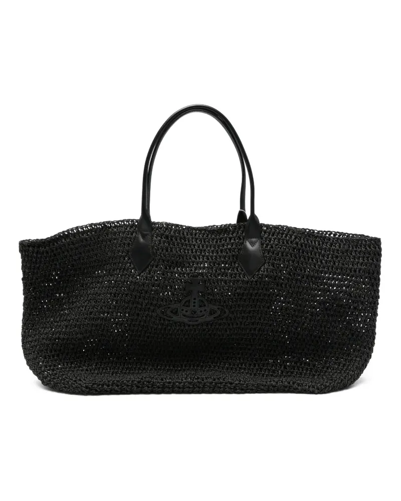 Vivienne Westwood Alana Orb-plaque woven tote bag - Schwarz Schwarz