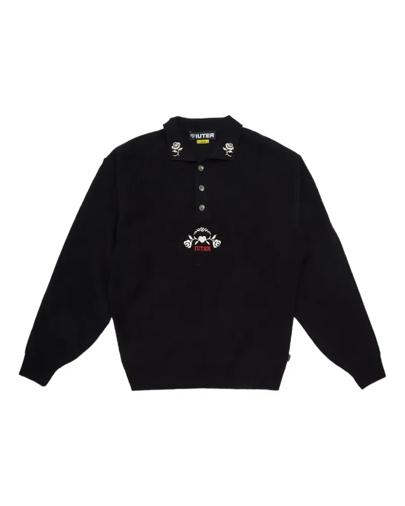 Iuter floral-embroidered polo shirt - Schwarz Schwarz