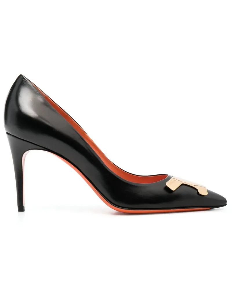 Santoni Pumps mit Logo - Schwarz Schwarz