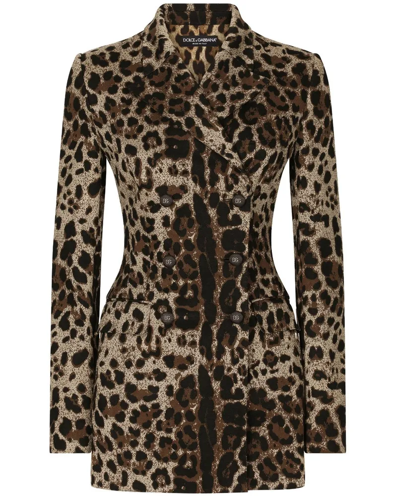 Dolce & Gabbana Doppelreihiger Blazer mit Leo-Print - Nude Nude