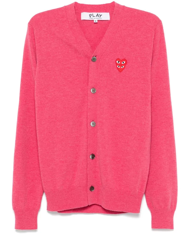 Comme des Garçons Cardigan mit doppeltem Herz-Patch - Rosa Rosa