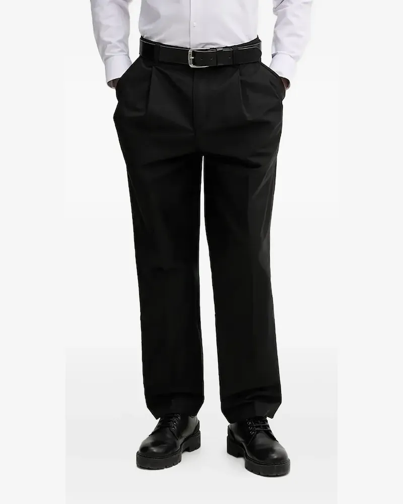 HUGO BOSS Hose mit Falten - Schwarz Schwarz