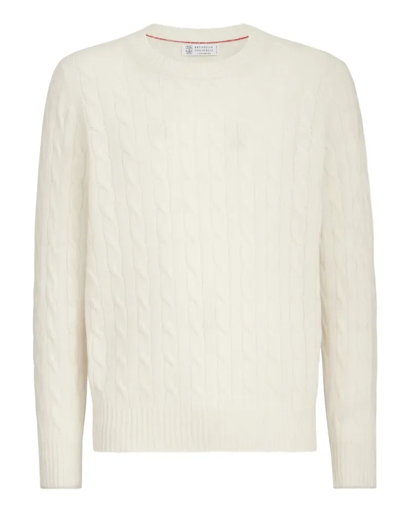 Brunello Cucinelli Kaschmirpullover mit Zopfmuster - Weiß Weiß