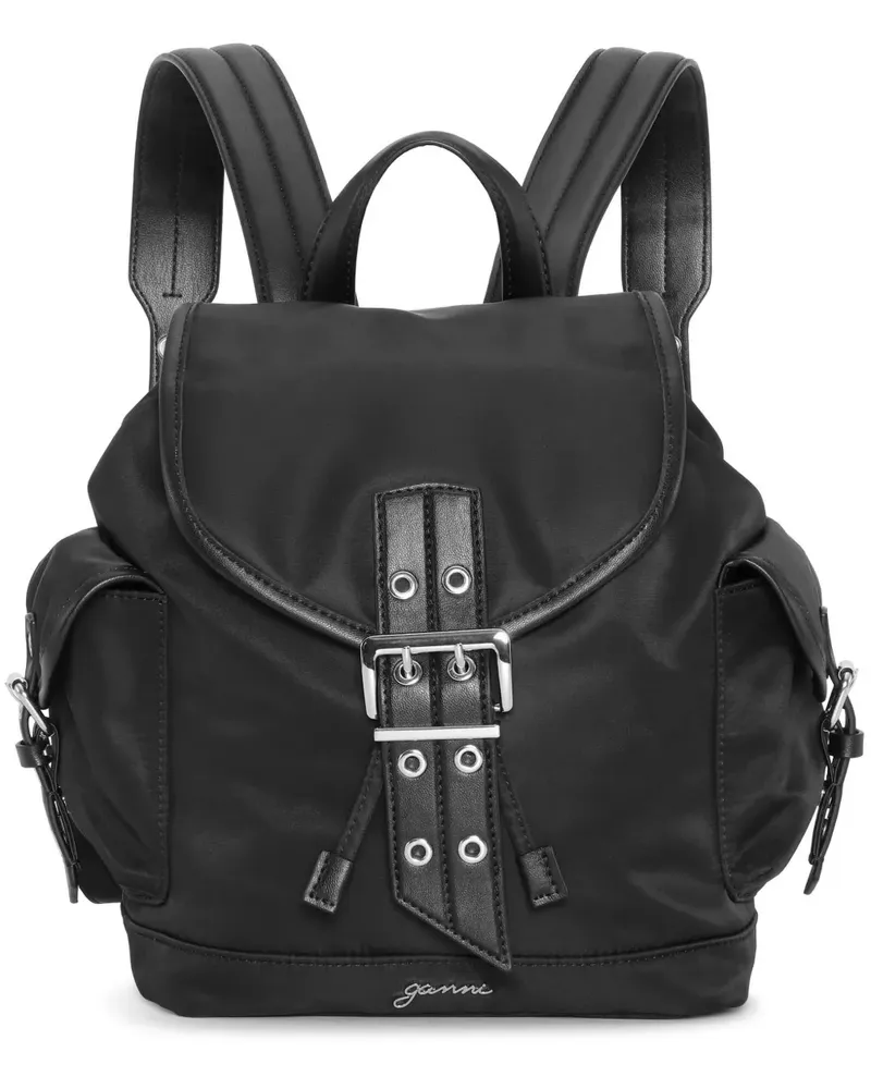Ganni Rucksack mit Schnallen - Schwarz Schwarz