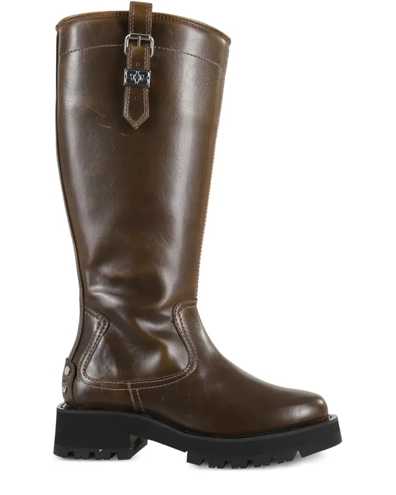 Ganni Stiefel mit Schnallendetail - Braun Braun