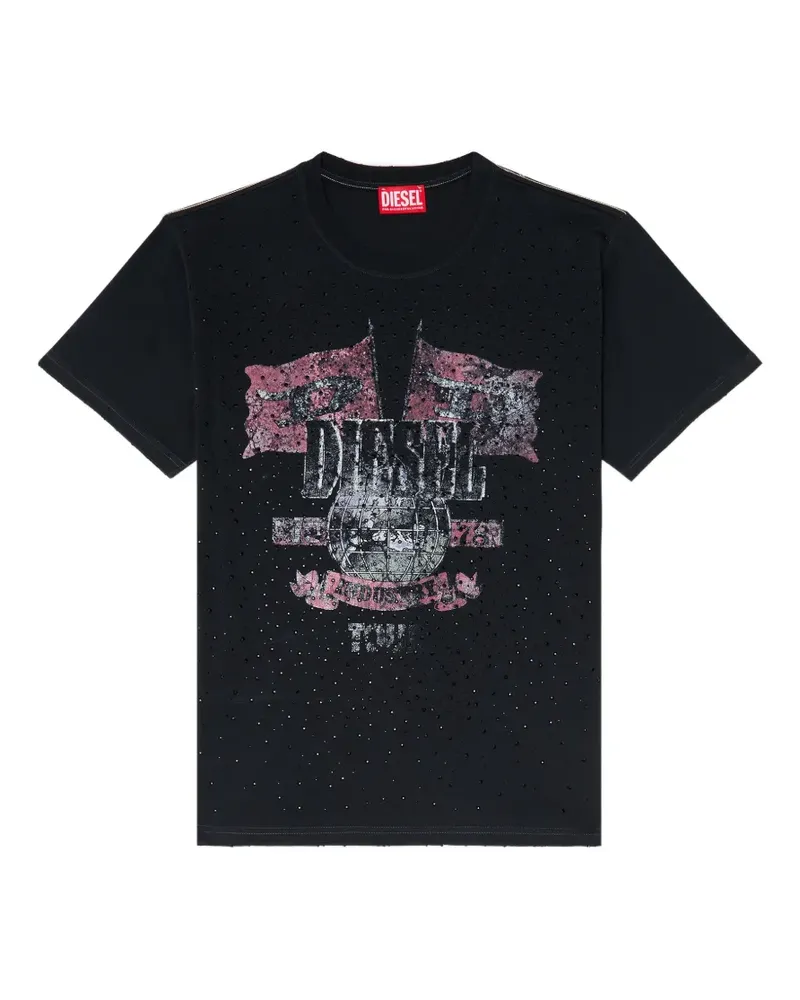 Diesel Verziertes T-Marly T-Shirt mit grafischem Print - Schwarz Schwarz