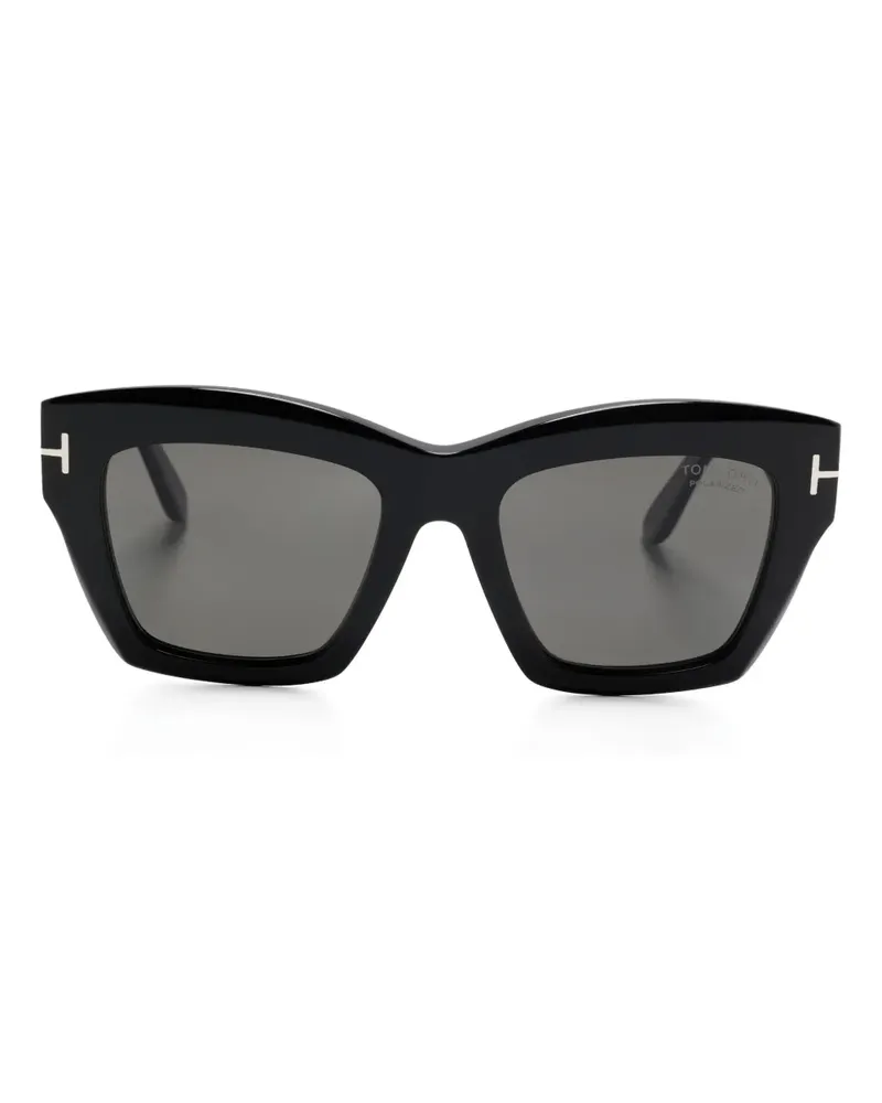 Tom Ford Luna Sonnenbrille mit eckigem Gestell - Schwarz Schwarz