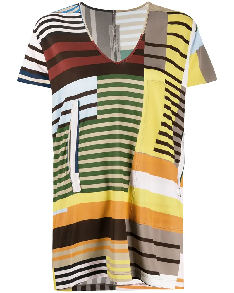 Rick Owens T-Shirt in Colour-Block-Optik - Blau Blau