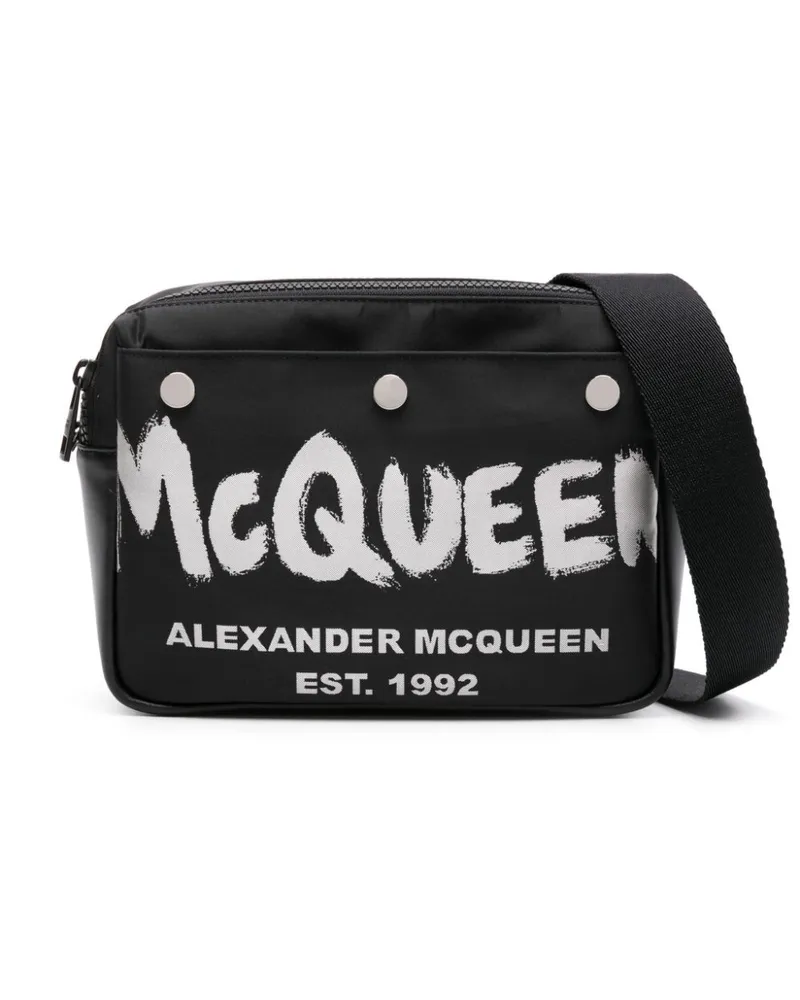 Alexander McQueen Kuriertasche mit Logo-Print - Schwarz Schwarz