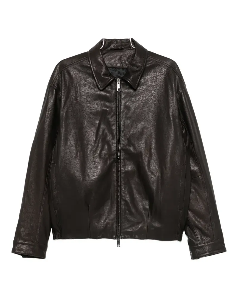 Giorgio Brato grained-leather jacket - Braun Braun