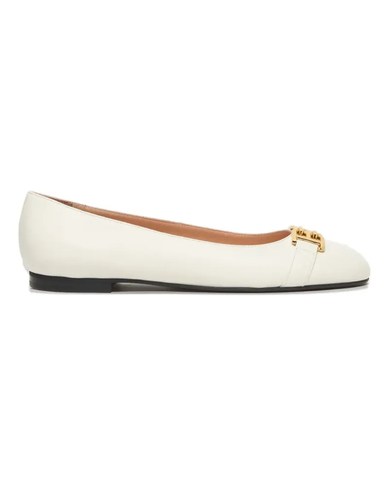 Bally logo-plaque leather ballet flats - Nude Nude