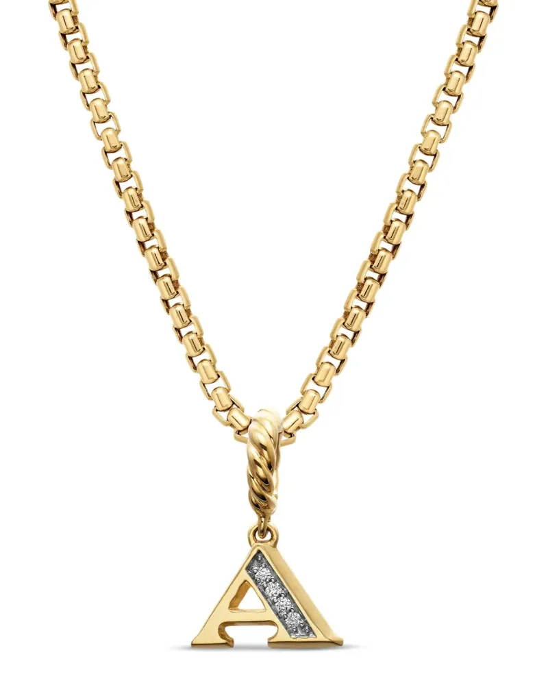 David Yurman 18kt Initial Gelbgoldanhänger mit Pavé Gold