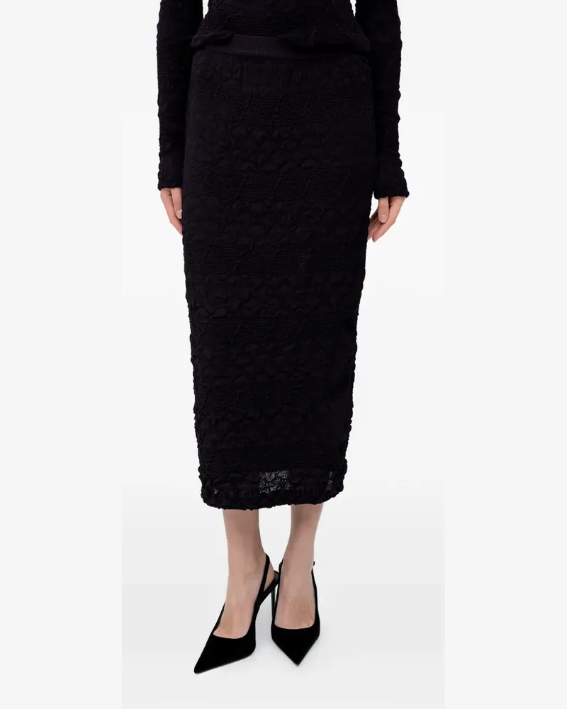 HUGO BOSS Texturierter Midirock - Schwarz Schwarz