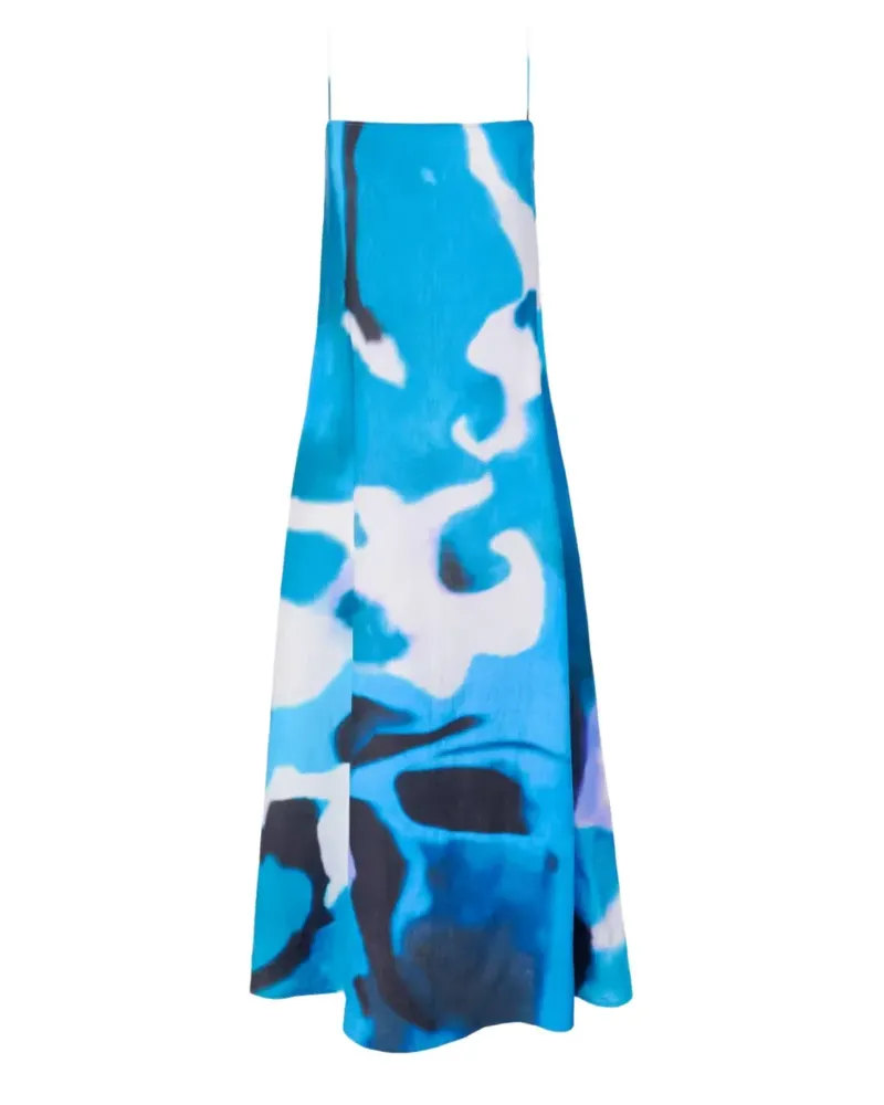 STAUD Laura Leinenkleid - Blau Blau